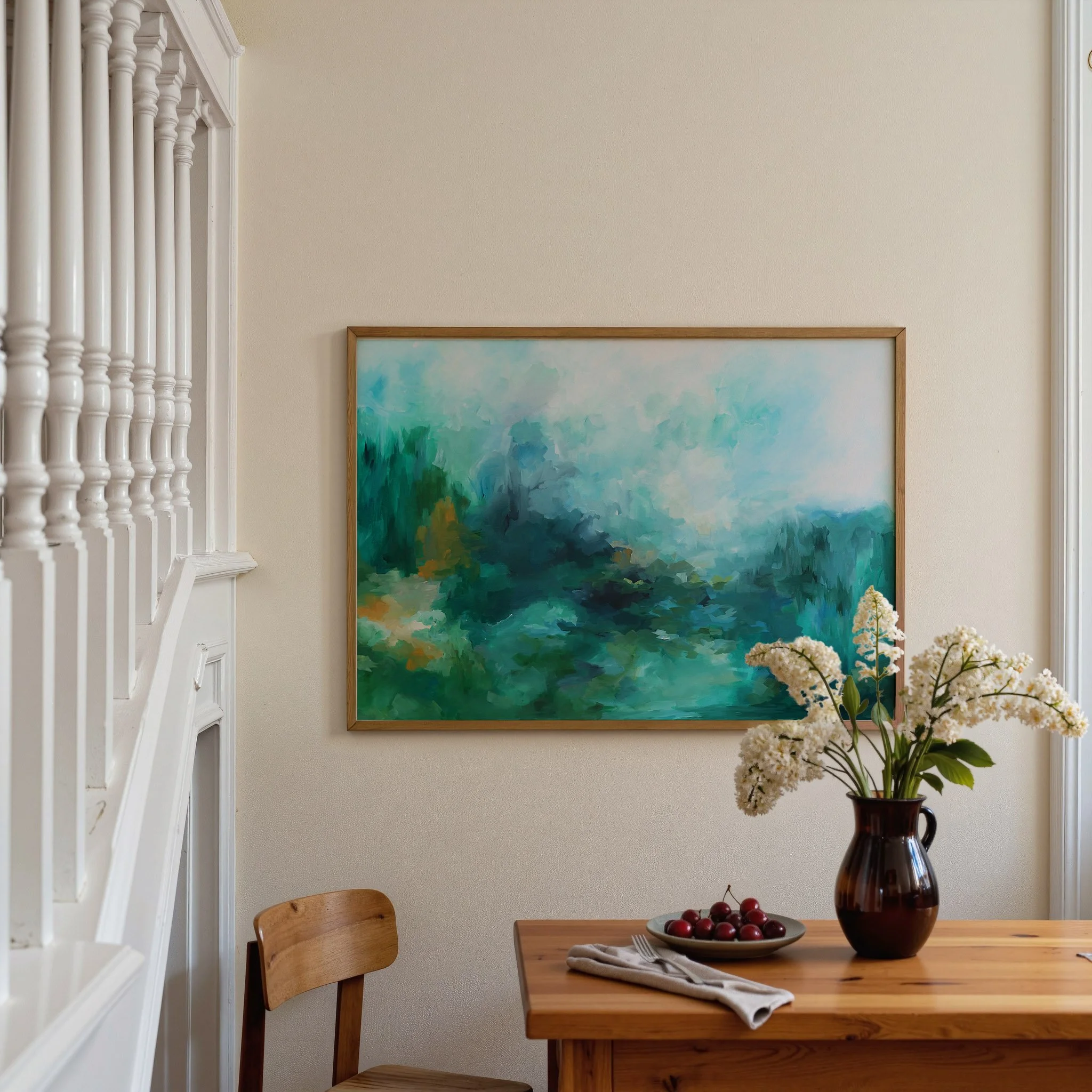 Side By Side | Blue Green Landscape Wall Art | Abstract Nature